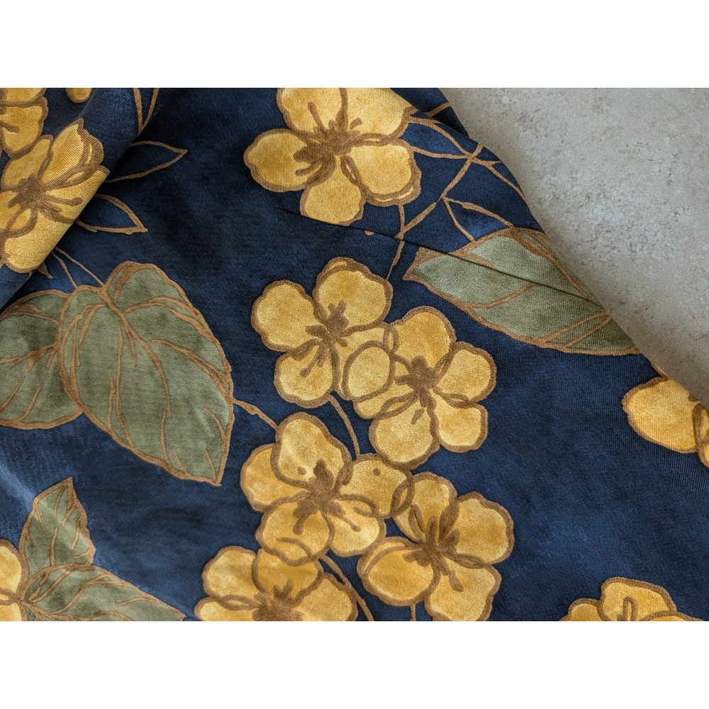 Tommy Bahama Silk Floral Shift Dress Size 12 | Navy & Mustard Tropical Resort - Picture 10 of 14